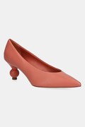Weekend Max Mara czółenka skórzane RENZA kolor pomarańczowy na niskim obcasie 2515521054600
