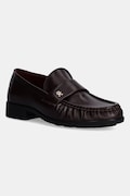 Kožené mokasíny Tommy Hilfiger LOAFER SOFT NAPPA PLEATED TOE dámske, bordová farba, na plochom podpätku, FW0FW08362