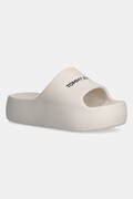 Tommy Jeans klapki TJW FLATFORM POOL SLIDE ESS damskie kolor beżowy na platformie EN0EN02763