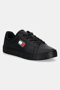 Kožené tenisky Tommy Jeans TJW LOGO SNEAKER ESS čierna farba, EN0EN02703