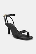 Δερμάτινα πέδιλα Tommy Hilfiger LEATHER KNOTS KITTEN SANDAL χρώμα: μαύρο, FW0FW08424