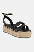 Tommy Hilfiger sandały skórzane LEATHER ROPE REAL ESPAD SANDAL damskie kolor czarny na platformie FW0FW08496