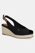 Tommy Hilfiger sandały FLAG MID WEDGE ESPAD SLINGBACK kolor czarny FW0FW08595