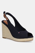 Tommy Hilfiger sandale FLAG HIGH WEDGE ESPAD SLINGBACK culoarea albastru marin, FW0FW08597