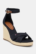 Tommy Hilfiger sandale FLAG HIGH WEDGE ESPAD CRISSCROSS culoarea bleumarin, FW0FW08661