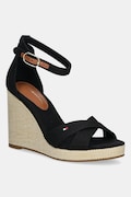 Tommy Hilfiger sandale FLAG HIGH WEDGE ESPAD CRISSCROSS culoarea negru, FW0FW08661