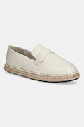 Calvin Klein espadrile de piele ESPADRILLE W/CK HW - LTH culoarea bej, HW0HW02390