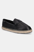 Calvin Klein espadrile de piele ESPADRILLE W/CK HW - LTH culoarea negru, HW0HW02390