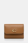 Шкіряний гаманець Coach жіночий колір бежевий CZ111