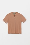 United Colors of Benetton polo din amestec de in pentru copii culoarea maro, neted, 104NH3001