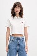 Tommy Jeans polo damskie bawełniane z elastanem beżowe DW0DW21363