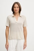 Plátěné polo tričko United Colors of Benetton dámské, béžová barva, 37UJD300Y