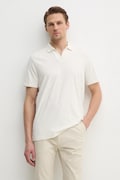 Πόλο με μείγμα με λινό Calvin Klein χρώμα: μπεζ, K10K114136