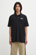 Bavlnené polo tričko Maison Kitsuné Maison Kitsune Handwriting Comfort čierna farba, s nášivkou, MM00201KJ7010