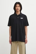 Maison Kitsuné polo bawełniane Maison Kitsune Handwriting Comfort męski kolor czarny z aplikacją MM00201KJ7010