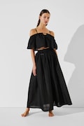 Бавовняна спідниця Karl Lagerfeld колір чорний maxi розкльошена A2W46043