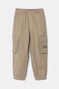 Дитячі бавовняні штани EA7 Emporio Armani колір бежевий однотонні 7B000028 AF10380