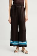 Luisa Spagnoli selyemnadrág női, barna, magas derekú széles, 542106