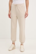 EA7 Emporio Armani spodnie dresowe damskie z modalem beżowe regular waist AF12643.7W000193