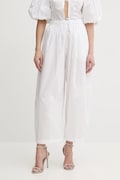 Pinko spodnie bawełniane damskie kolor biały szerokie high waist 105210 A2LD