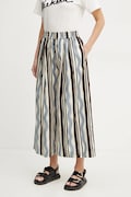 Weekend Max Mara pantaloni de bumbac femei, culoarea bej, lat, high waist, 2515131102600