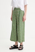 Weekend Max Mara pantaloni de bumbac femei, culoarea verde, lat, high waist, 2515131102600