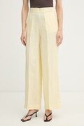 United Colors of Benetton kalhoty dámské lněné žluté high waist 4AGHDF08K