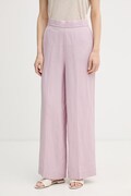 United Colors of Benetton spodnie damskie lniane różowe high waist 4AGHDF08K