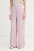 United Colors of Benetton spodnie damskie lniane różowe high waist 4AGHDF08K