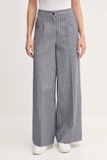 United Colors of Benetton spodnie z domieszką lnu damskie kolor granatowy szerokie high waist 49KBDF091
