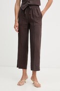 United Colors of Benetton Παντελόνι γυναικείο λινό καφέ ψηλό 4AGHDF08J