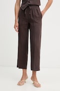United Colors of Benetton Παντελόνι γυναικείο λινό καφέ ψηλό 4AGHDF08J