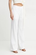 BOSS spodnie lniane damskie kolor biały proste high waist 50540608