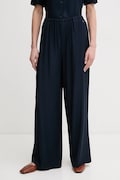 Tommy Hilfiger nadrág női, sötétkék, magas derekú széles, WW0WW44542