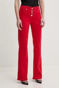 Kalhoty Morgan PEMAK dámské, červená barva, zvony, high waist, PEMAK