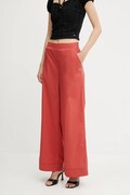 Kalhoty Liu Jo dámské, červená barva, široké, high waist, VA5065.TS330