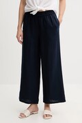 United Colors of Benetton spodnie lniane damskie kolor granatowy proste high waist 4AGHDF09G