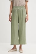 Lněné kalhoty United Colors of Benetton dámské, zelená barva, high waist, 4AGHDF09G