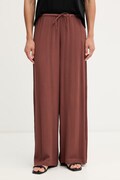 United Colors of Benetton wide leg hlače za žene od viskoze smeđe srednje visoki struk 4VW95F00C