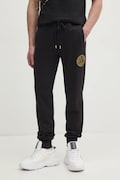 Versace Jeans Couture pantaloni della tuta di cotone uomo colore nero con applicazione 78GAAT00 CF01T