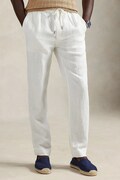 Lněné kalhoty Polo Ralph Lauren bílá barva, 710940611