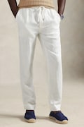 Lněné kalhoty Polo Ralph Lauren bílá barva, 710940611