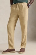 Lněné kalhoty Polo Ralph Lauren pánské, béžová barva, přiléhavé, 710940611