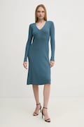 Calvin Klein rochie culoarea turcoaz, midi, evazată, K20K208102