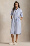 Polo Ralph Lauren sukienka bawełniana kolor niebieski midi prosta 211959901