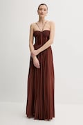 Pinko rochie culoarea maro, maxi, evazată, 104994 A2DM