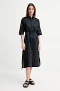 MM rochie din in culoarea negru, midi, dreaptă, 2516221028600