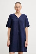 United Colors of Benetton sukienka lniana kolor granatowy mini oversize 4AGHDV0B0