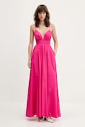 HUGO rochie din bumbac culoarea roz, maxi, evazată, 50536456