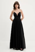 HUGO rochie din bumbac culoarea negru, maxi, evazată, 50536456